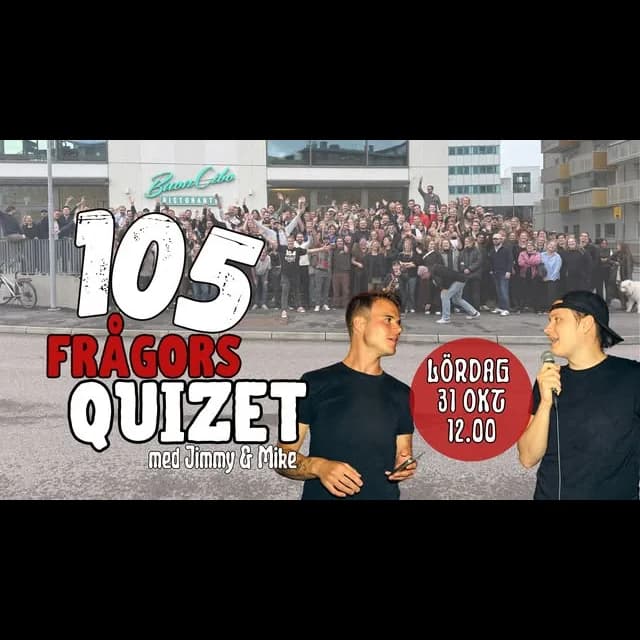 105 frågors quizet med Jimmy & Mike på Buon Cibo – affisch från Instagram